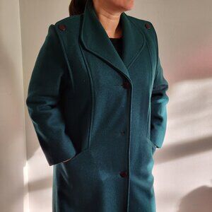 Niccolini Vintage Canadian Wool Blend Long Coat — Forest Teal Green — Size 11-12